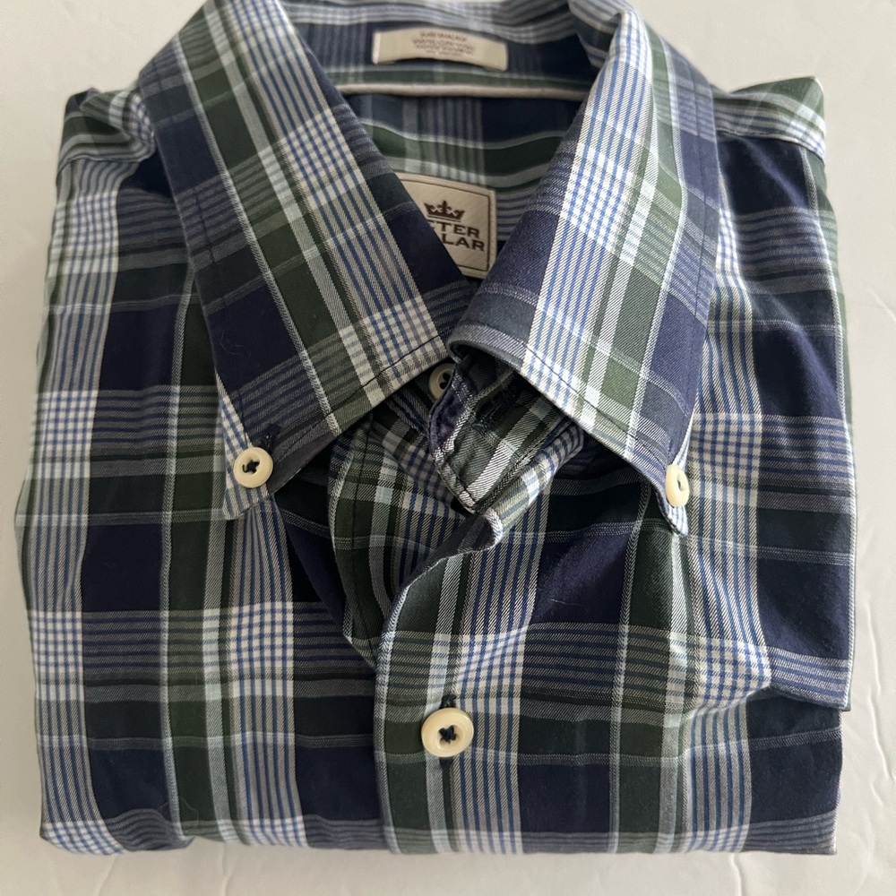 Peter Millar Shirt Mens Blue Button Down Summer Comfort Long Sleeve Size M